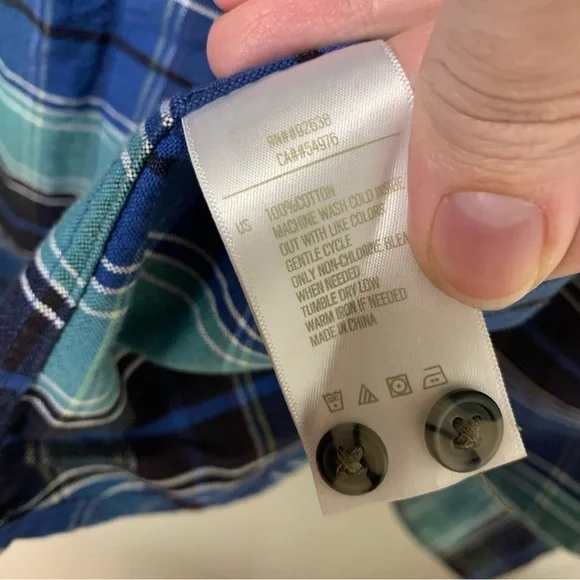 Fossil 100%‎ Cotton Plaid Button Down Size Small - Picture 3 of 4